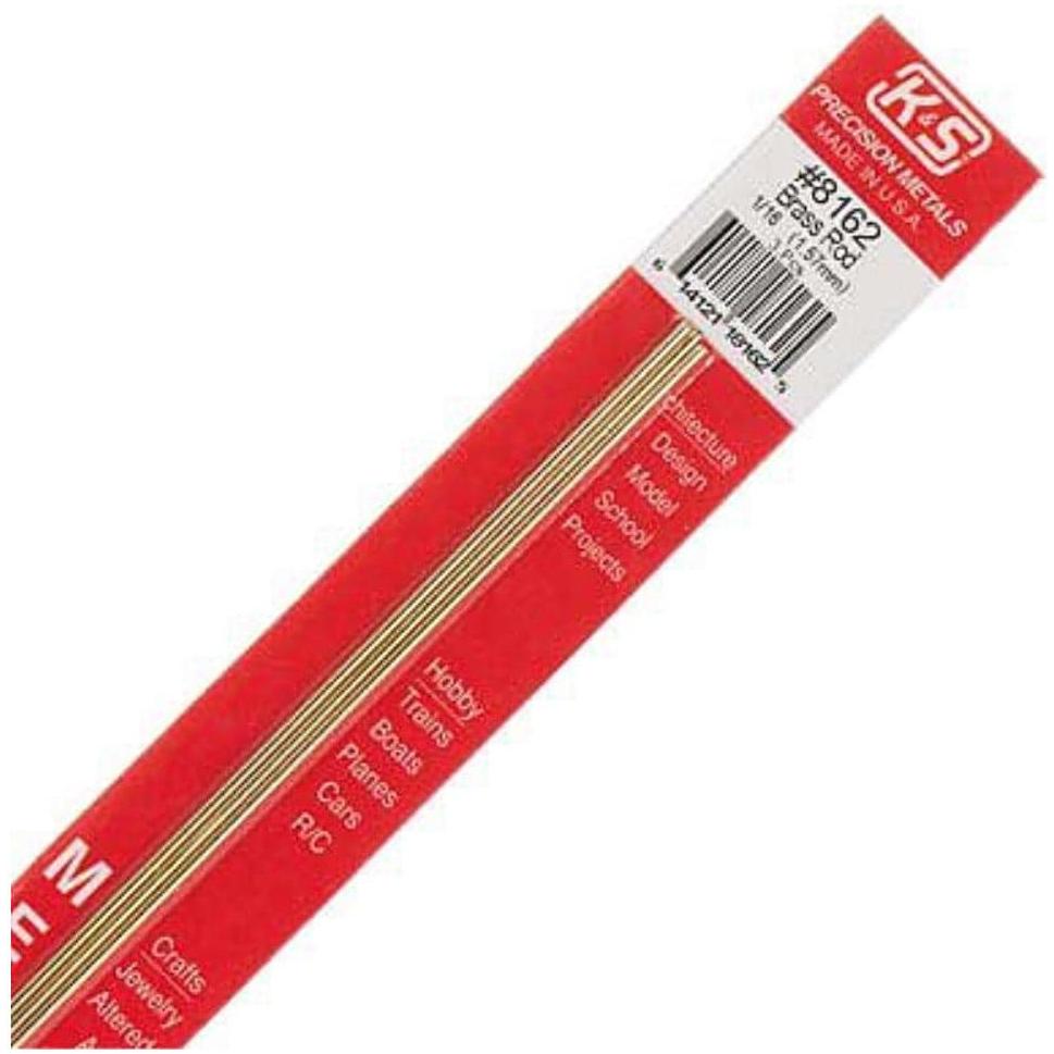 K&S Brass Rod 1/16in - (3 Rods per Card)
