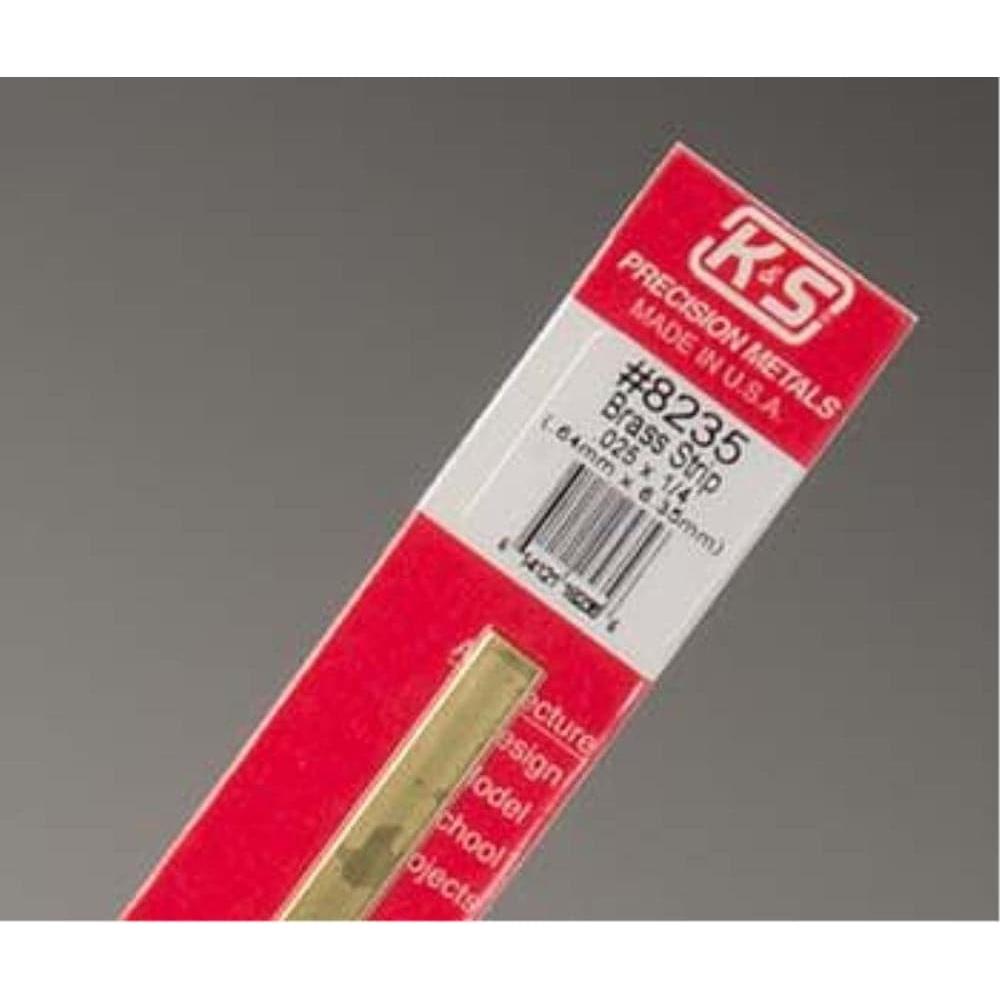 K&S Brass Strips .025 x 1/4in - (1 Strip per Card)
