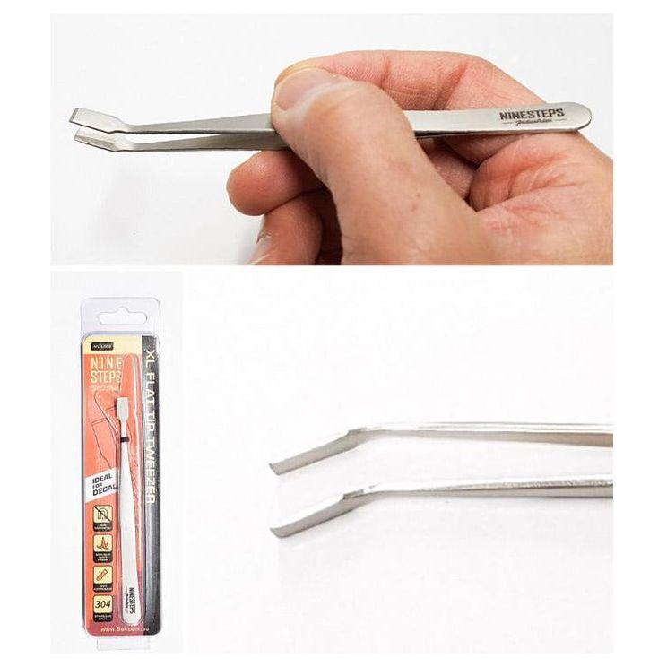 NINESTEPS XL Flat Tip Stainless Steel Tweezer