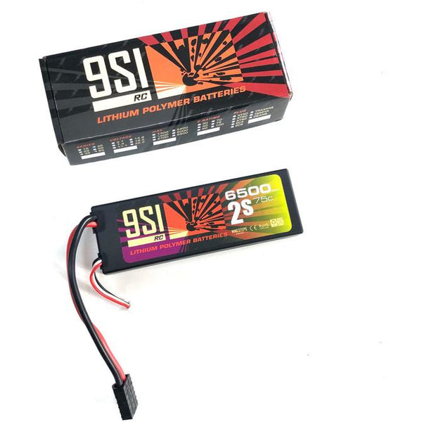 NINESTEPS 6500mAh 7.4V 75C 2 Cell LiPo Battery Hard Case (Traxxas Plug)