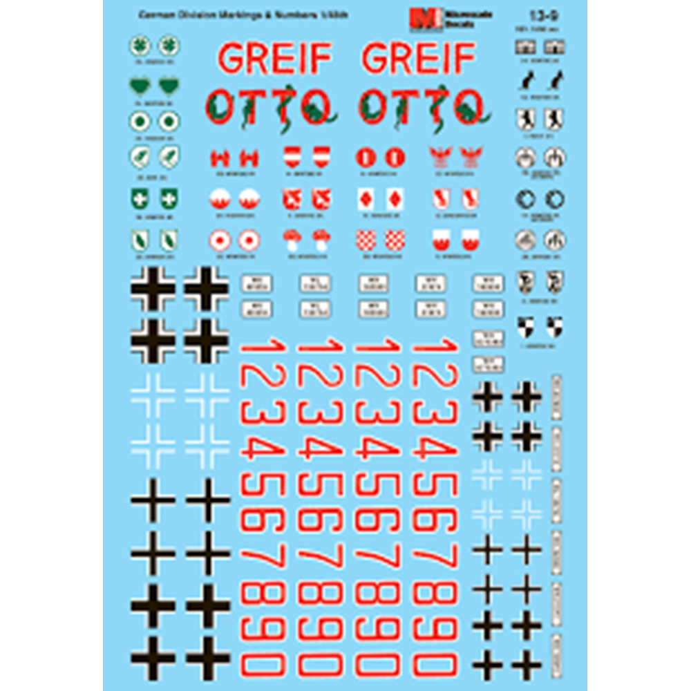 MICRO SCALE Armor Decals - German Armor Division Markings and Numbers (WWII) 1/48