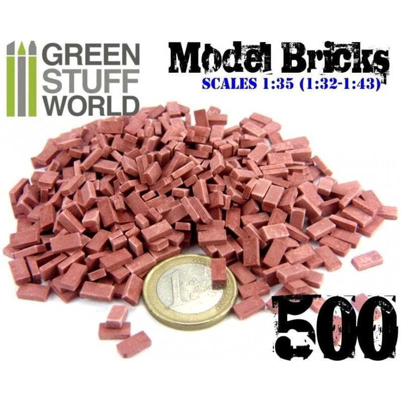 GREEN STUFF WORLD Miniature Bricks - Red x500