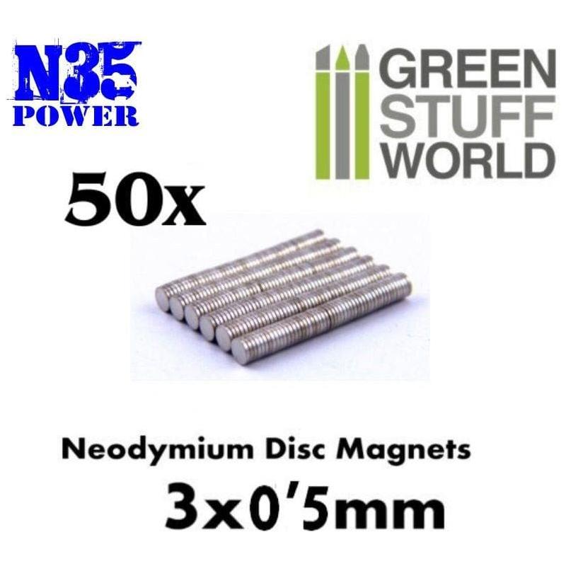 GREEN STUFF WORLD Neodymium Magnets 3 x 0.5mm - SET x50 (N35)