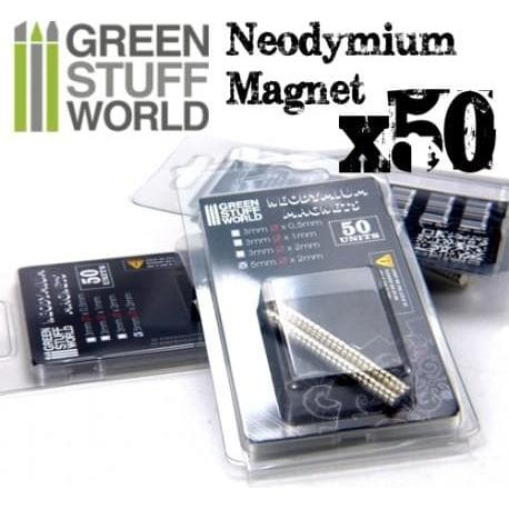 GREEN STUFF WORLD Neodymium Magnets 3 x 1mm - SET x50 (N35)