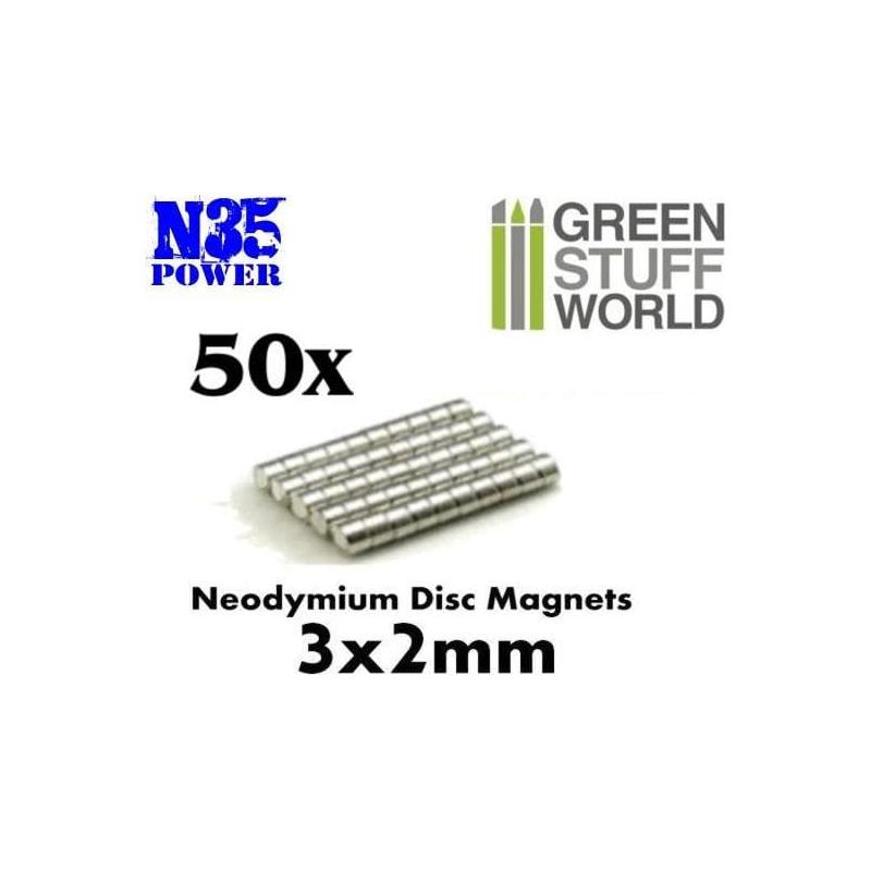 GREEN STUFF WORLD Neodymium Magnets 3 x 2mm - SET x50 (N35)