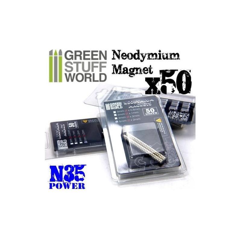 GREEN STUFF WORLD Neodymium Magnets 5 x 2mm - SET x50 (N35)