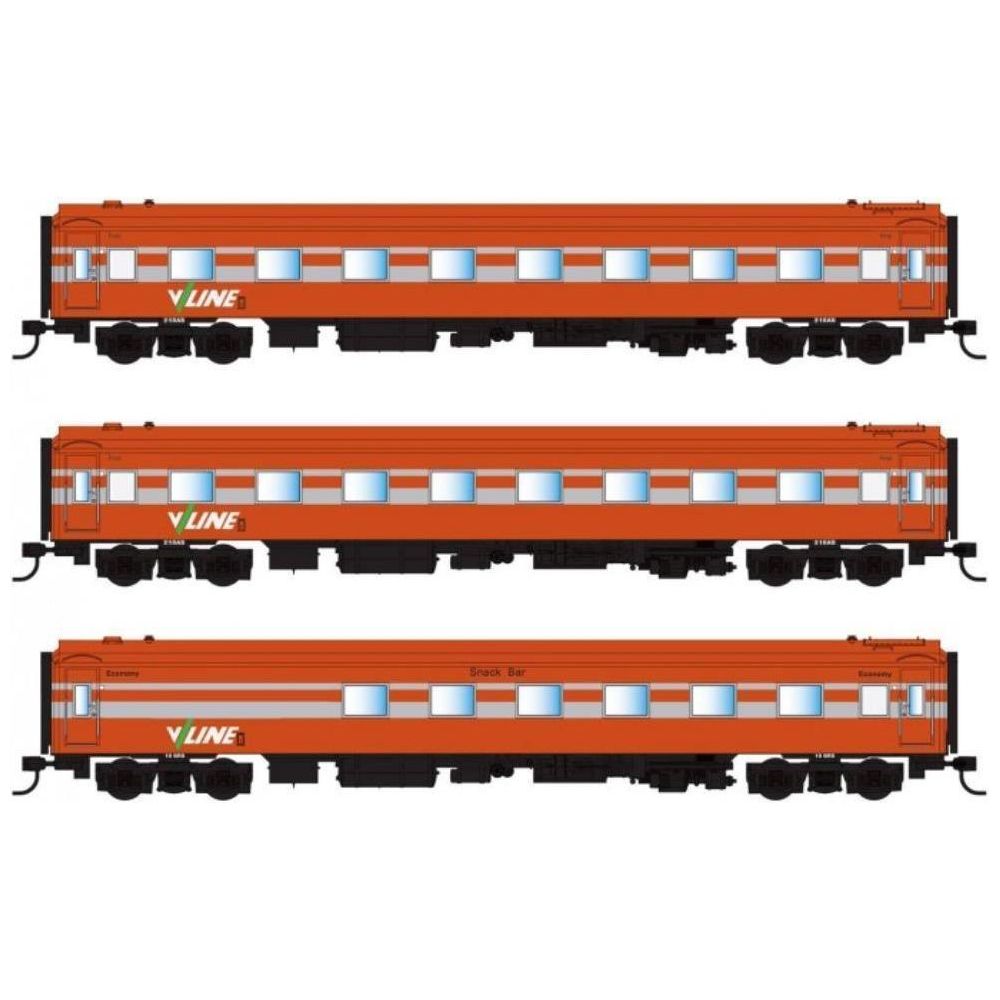 POWERLINE Victorian S Carriages V/Line Tangerine/Silver Ribbon 3 Pack