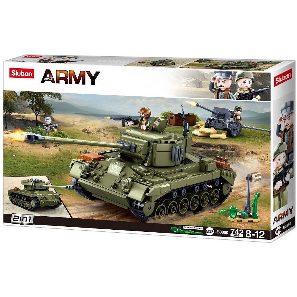 SLUBAN WWII M26E1 Pershing Medium Tank 742pcs