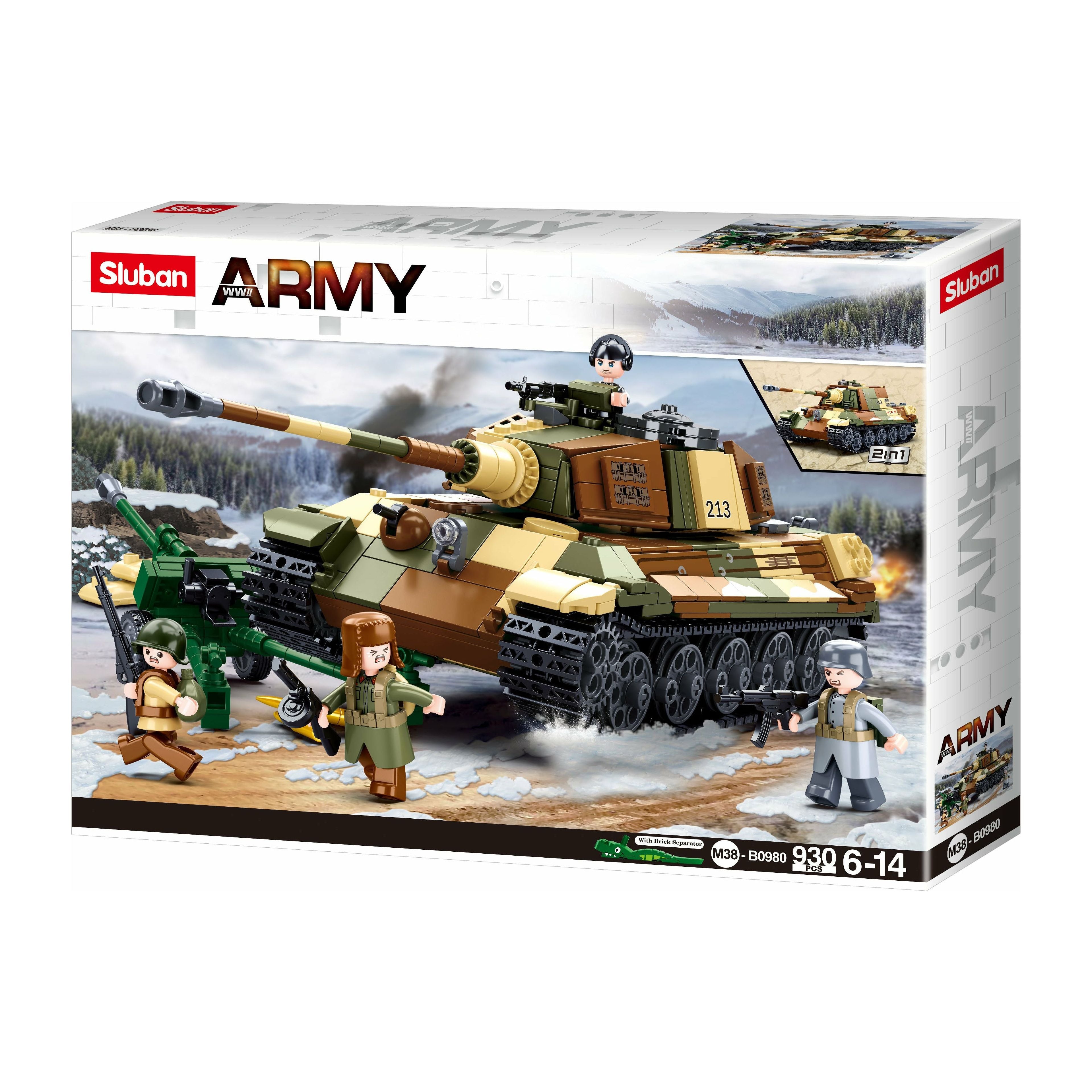 SLUBAN Army Battle of Budapest - The King Tiger Heavy Tank 930Pcs