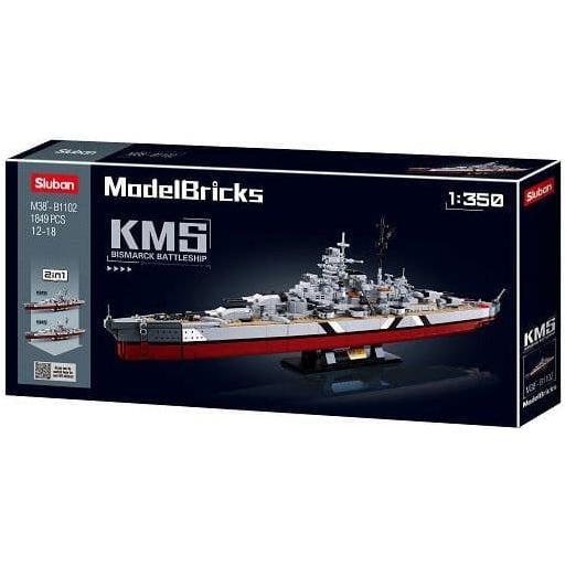 SLUBAN Model Bricks Bismarck Battleship 2 in 1 1849pcs
