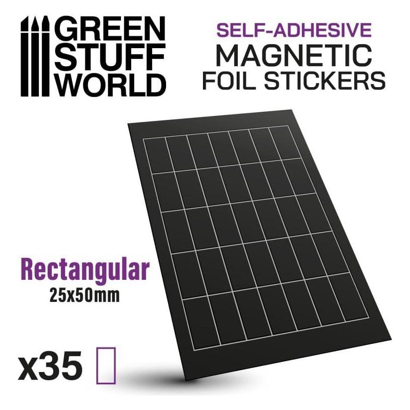 GREEN STUFF WORLD Rectangular Magnetic Sheet Self-Adhesive - 25x50mm