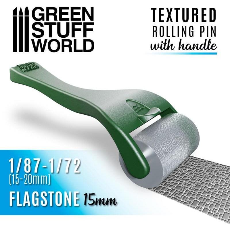 GREEN STUFF WORLD Rolling Pin with Handle - Flagstone 15mm