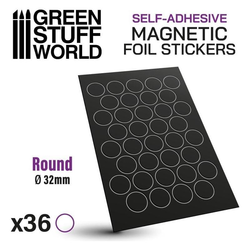 GREEN STUFF WORLD Round Magnetic Sheet Self-Adhesive - 32mm