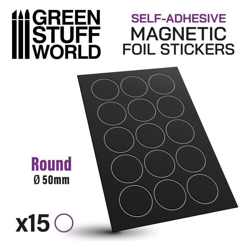 GREEN STUFF WORLD Round Magnetic Sheet Self-Adhesive - 50mm