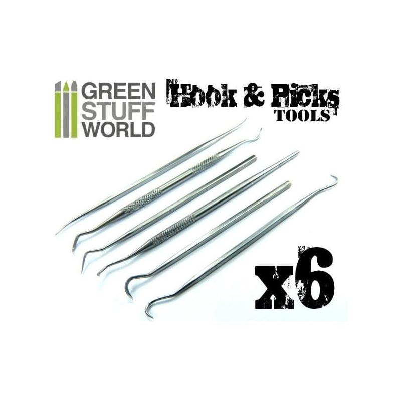 GREEN STUFF WORLD 6x Hook and Pick Tool Set