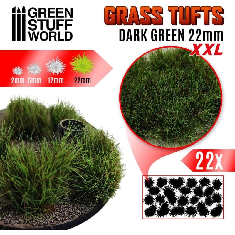 GREEN STUFF WORLD Grass Tufts XXL - 22mm Self-Adhesive - Dark Green