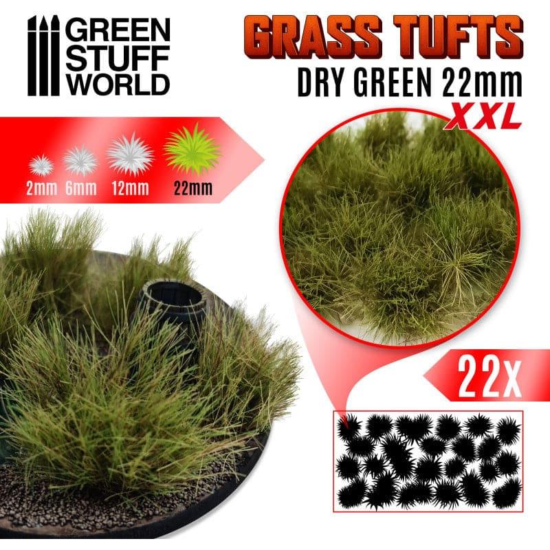 GREEN STUFF WORLD Grass Tufts XXL - 22mm Self-Adhesive - Dry Green