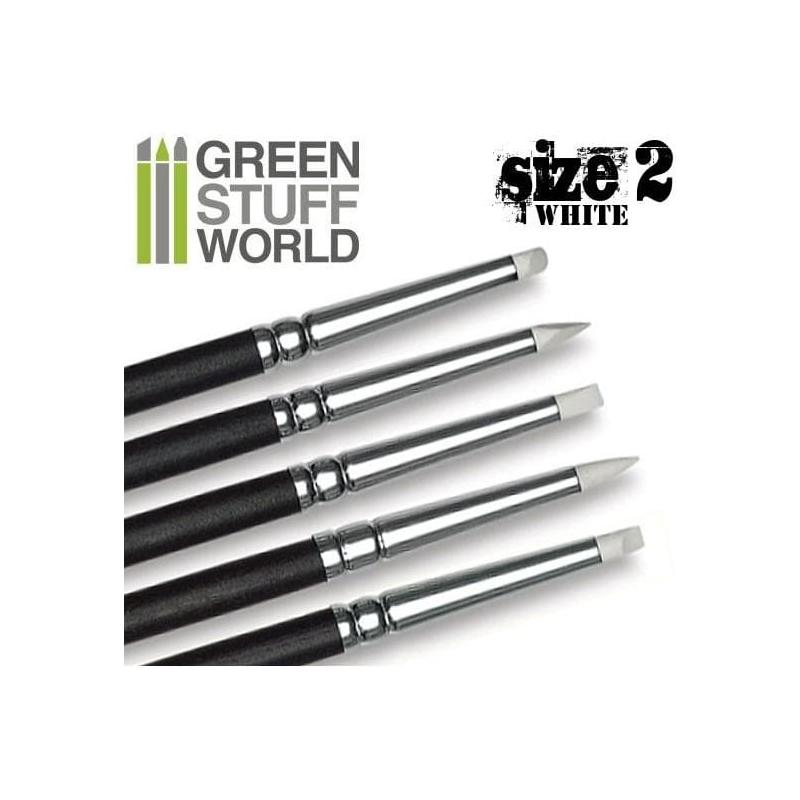 GREEN STUFF WORLD Colour Shapers Brushes Size 2 - White Soft
