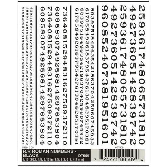WOODLAND SCENICS RR Roman Numbers - Black