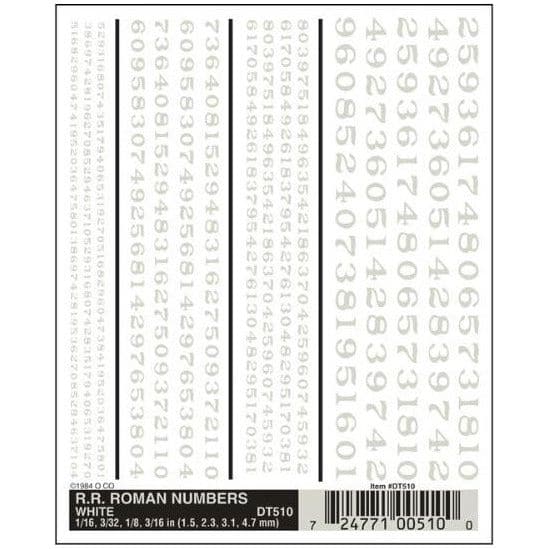 WOODLAND SCENICS RR Roman Numbers - White