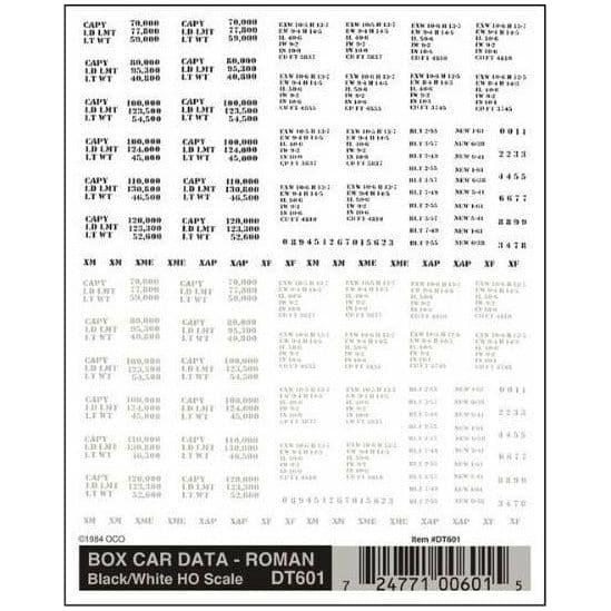 WOODLAND SCENICS Box Car Data - Roman Black/White