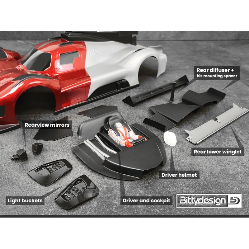 BITTYDESIGN Aesthetic kit for 499T LMH body, include driver+helmet/light buckets/rear diffuser