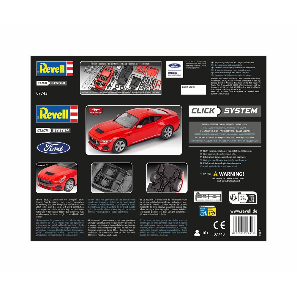 REVELL 1/25 2024 Ford Mustang Gt Click System