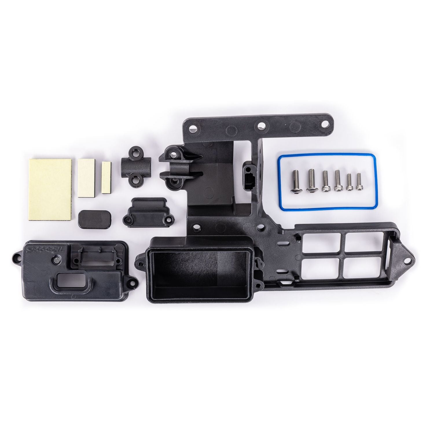 TRAXXAS Electronics tray with RPM mount/ stuffing tube clamp/ 2.5x8mm CS (stainless) (2)/ 3x10mm CS (stainless) (2)/ 4x12mm BCS (stainless) (2)