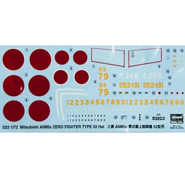 HASEGAWA 1/72 Mitsubishi A6M5c ZERO FIGHTER (ZEKE) TYPE 52 Hei (Japanese Navy Carrier Fighter)