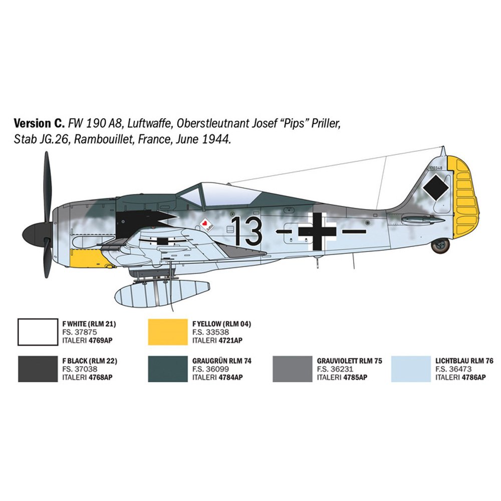 ITALERI 1/72 Fw 190 A-8/F Aces-Super Decal Sheet