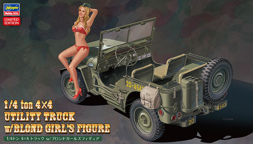 HASEGAWA 1/24 1/4Ton 4x4 Utility Truck w/Blond Girl's Figure