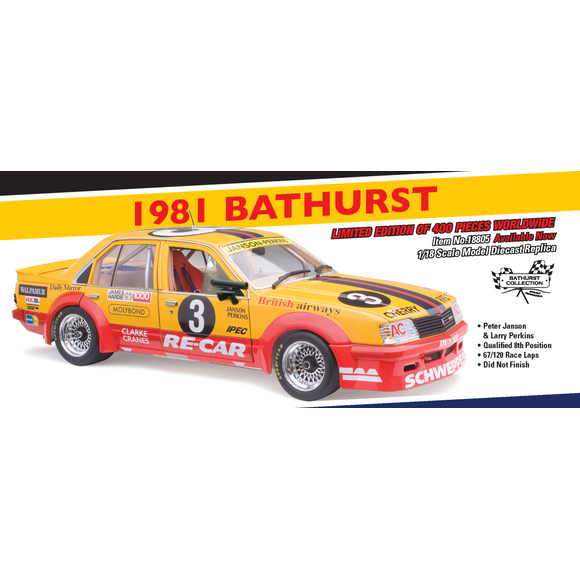 CLASSIC CARLECTABLES 1/18 Holden VC Commodore 1981 Bathurst Peter Janson & Larry Perkins