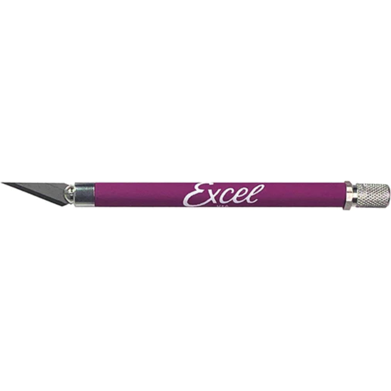 EXCEL K18 Soft Grip Knife Non Roll with Safety Cap (Purple)