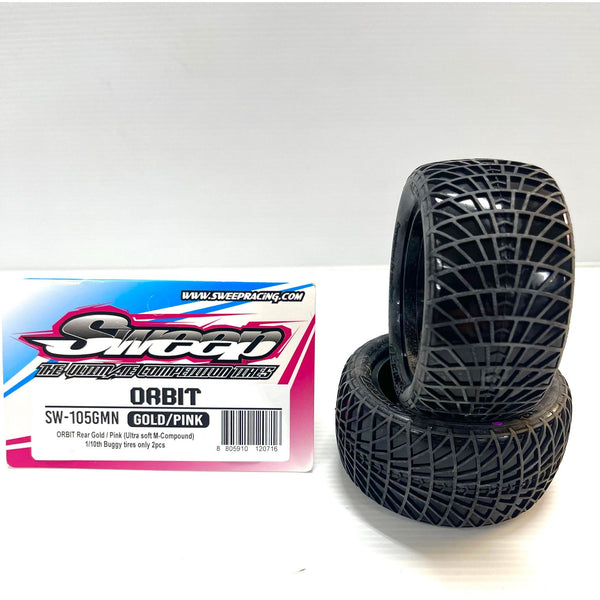 SWEEP Orbit Rear Gold/Magenta (Clay Ultra Soft) 1/10 Buggy Tyres Only 2Pcs