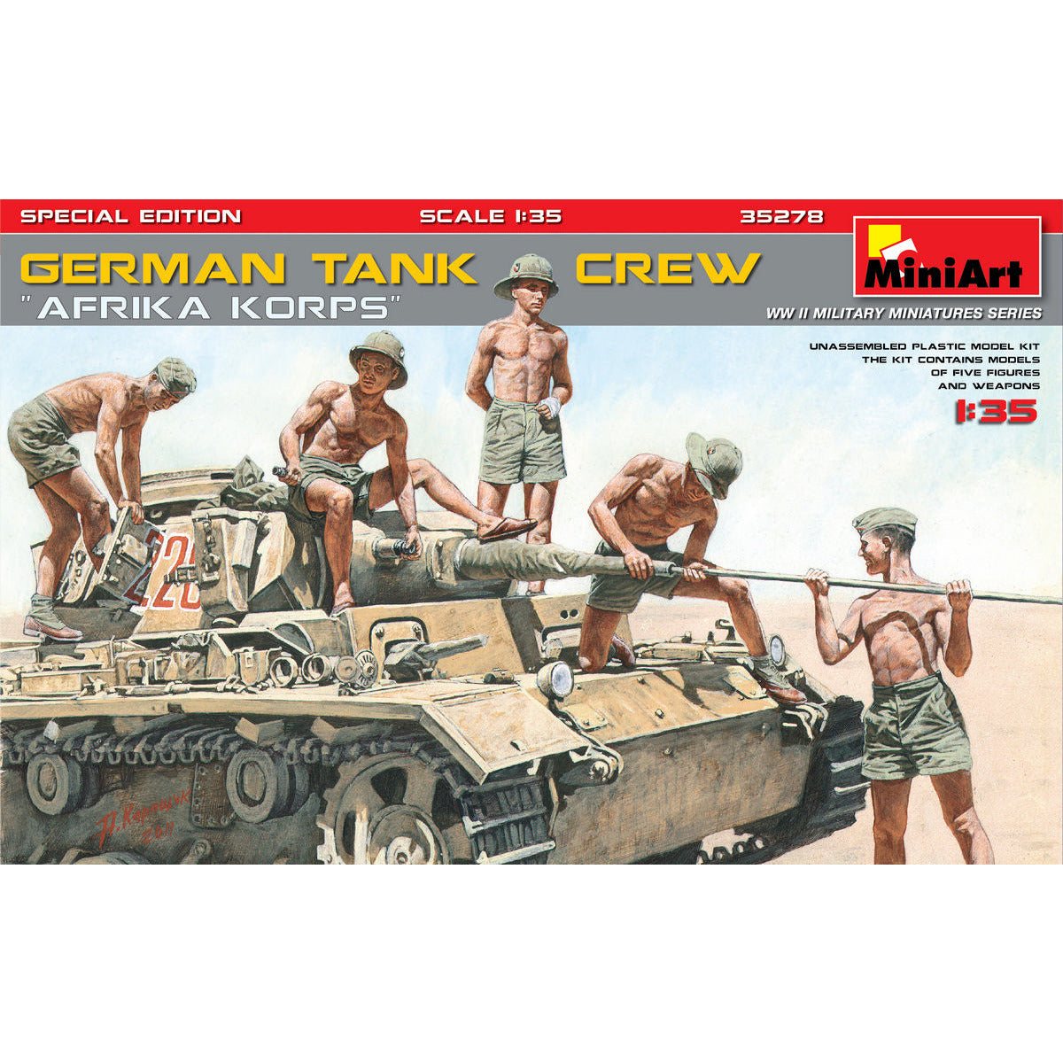 MINIART 1/35 German Tank Crew.Afrika Korps. Special Edition
