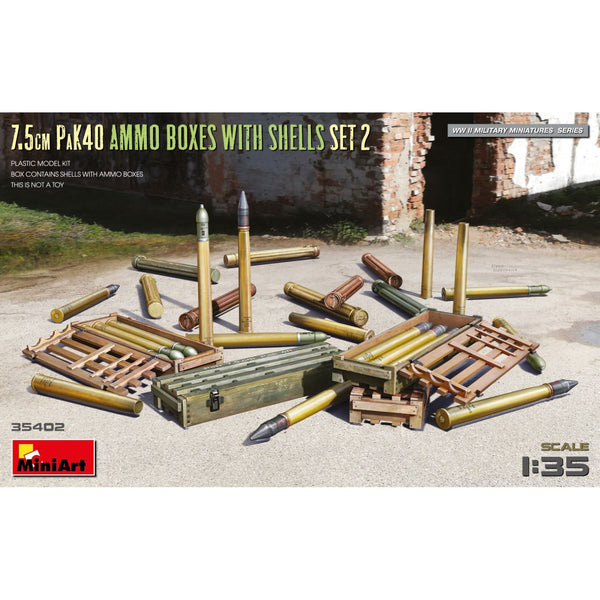 MINIART 1/35 7.5cm PaK40 Ammo Boxes with Shells Set 2