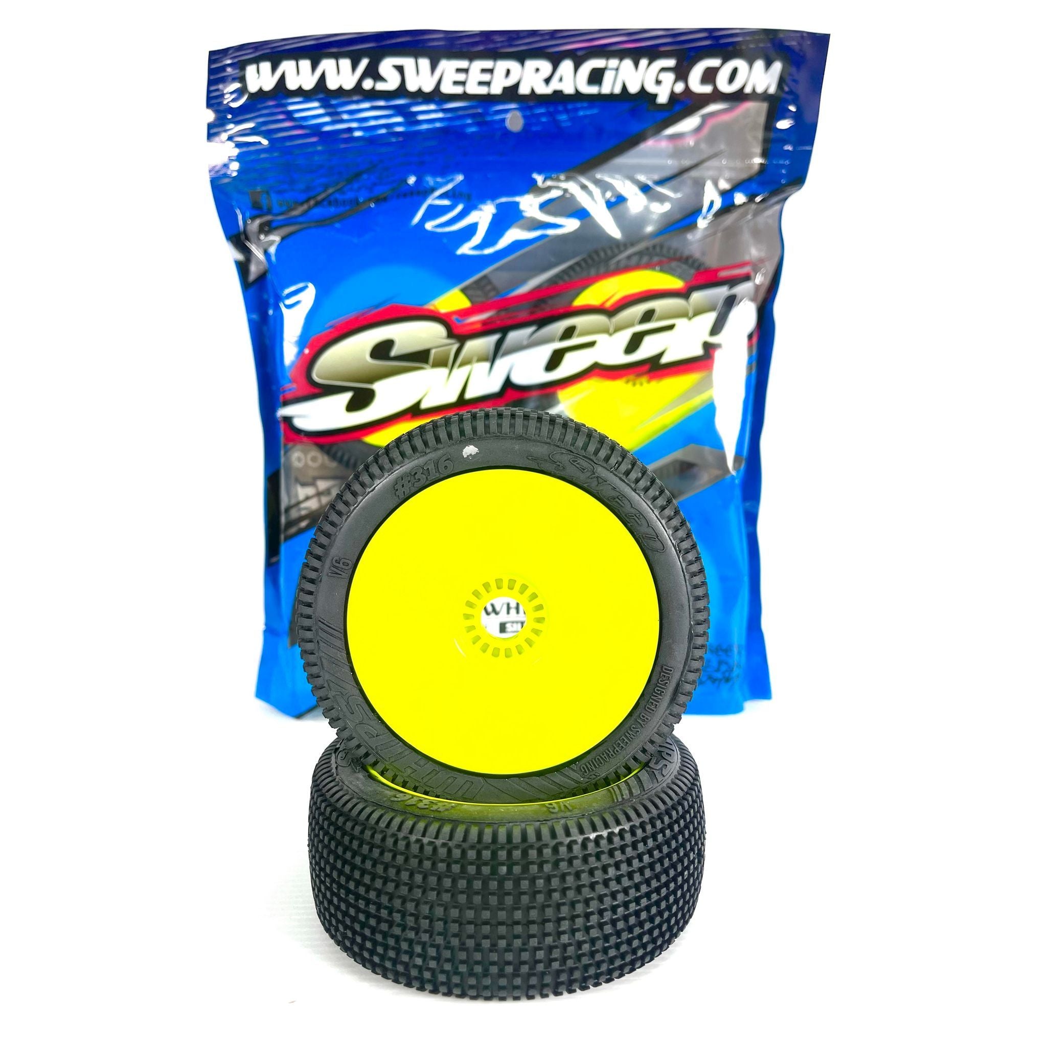 SWEEP Whips Silver (Soft) Pre-Glued Tyres/Yellow Wheels 4pcs