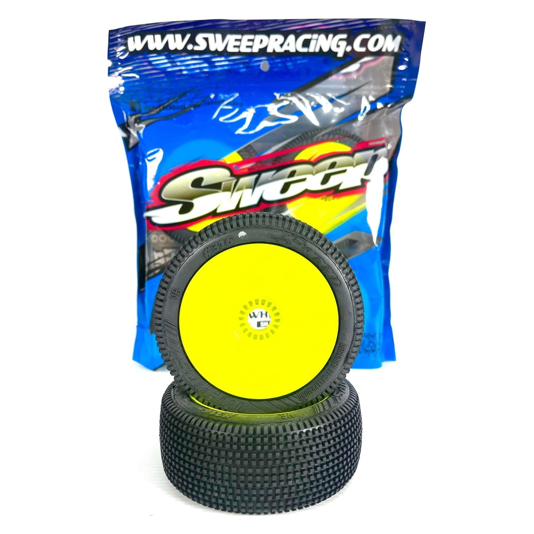 SWEEP Whips Silver (Liquid Soft) Pre-Glued Tyres/Yellow Wheels 4pcs