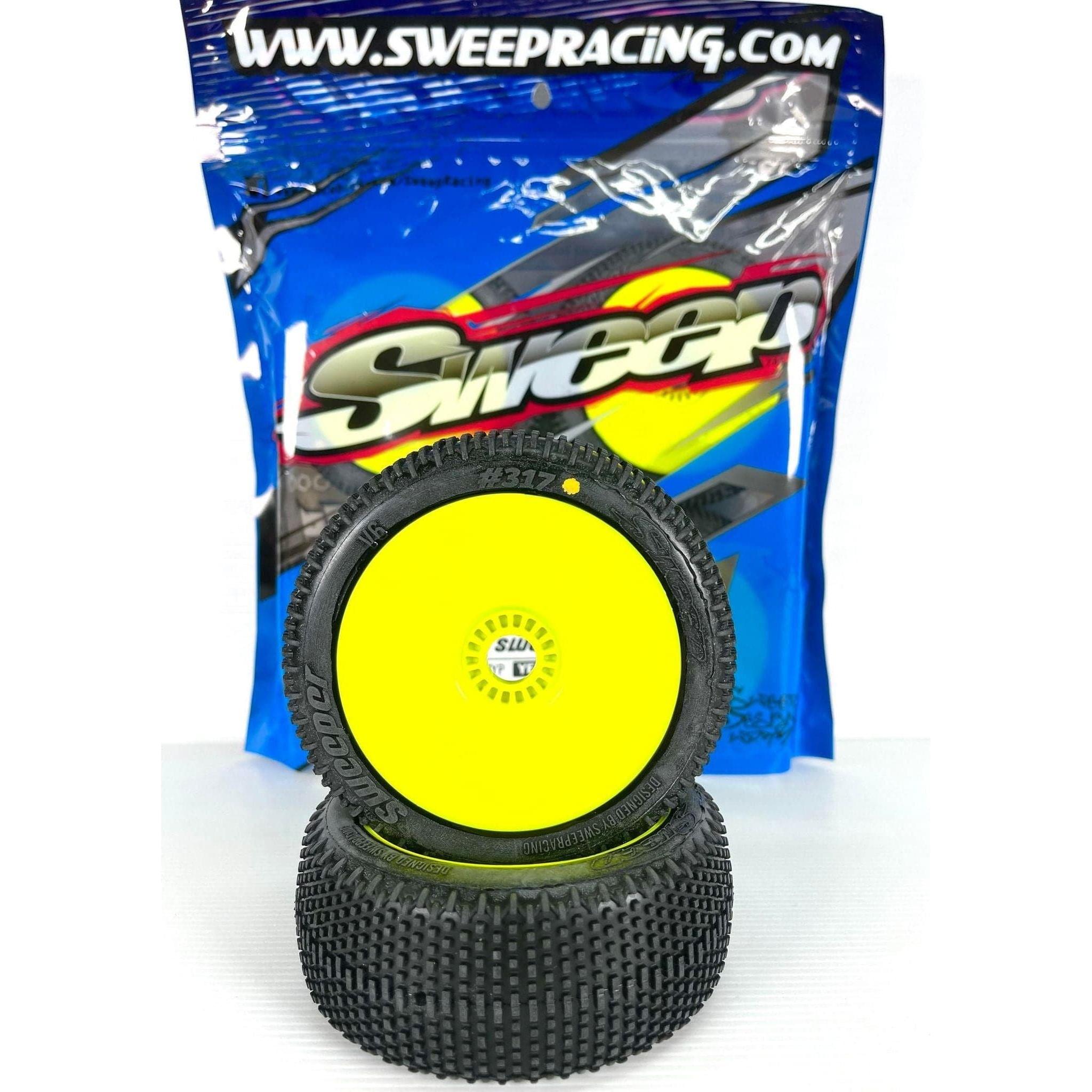 SWEEP Sweeper Yellow (Liquid Super Soft) Pre-Glued Tyres/Yellow Wheels 4pcs