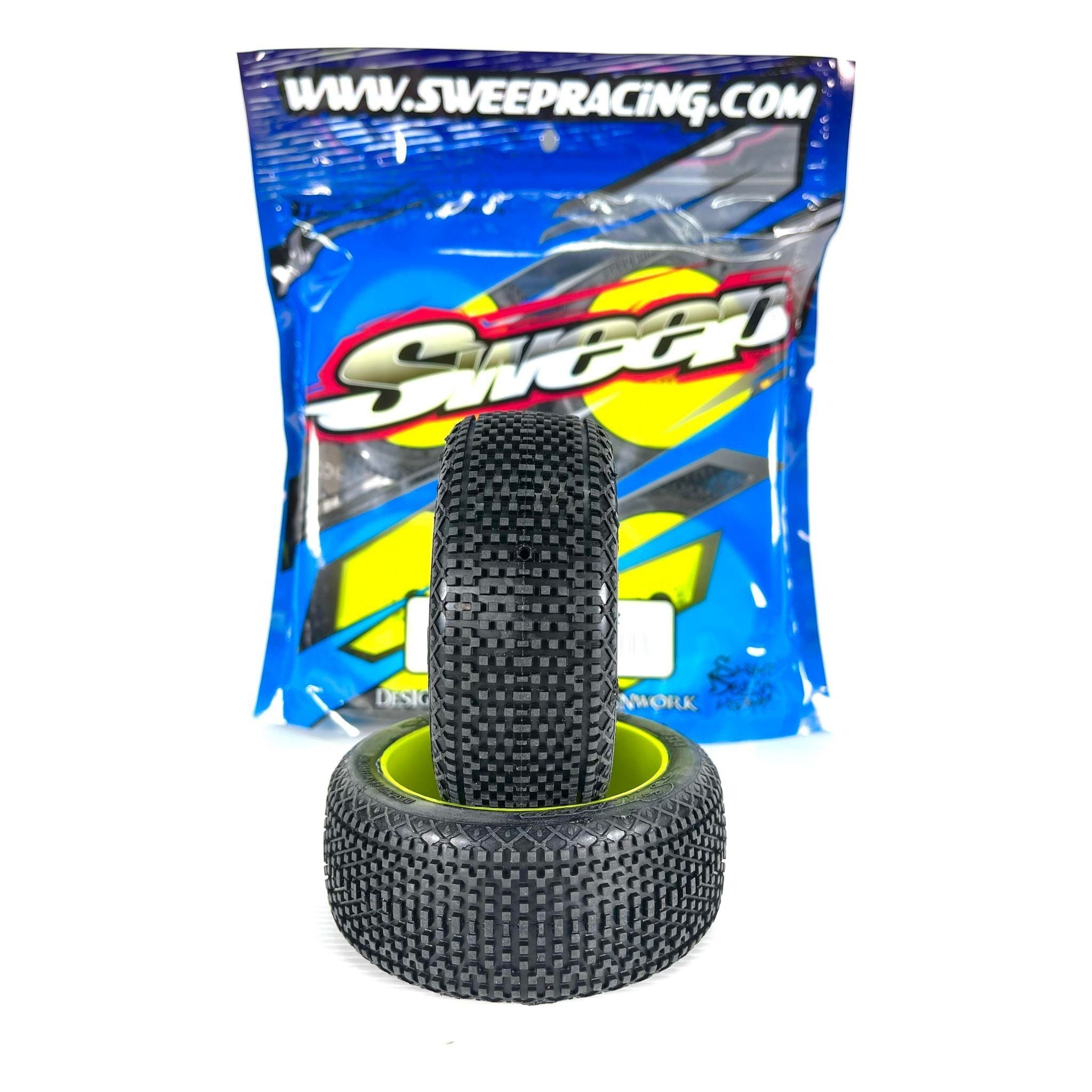 SWEEP Defender Silver (Soft) Pre-Glued Tyres/Yellow Wheels 4pcs