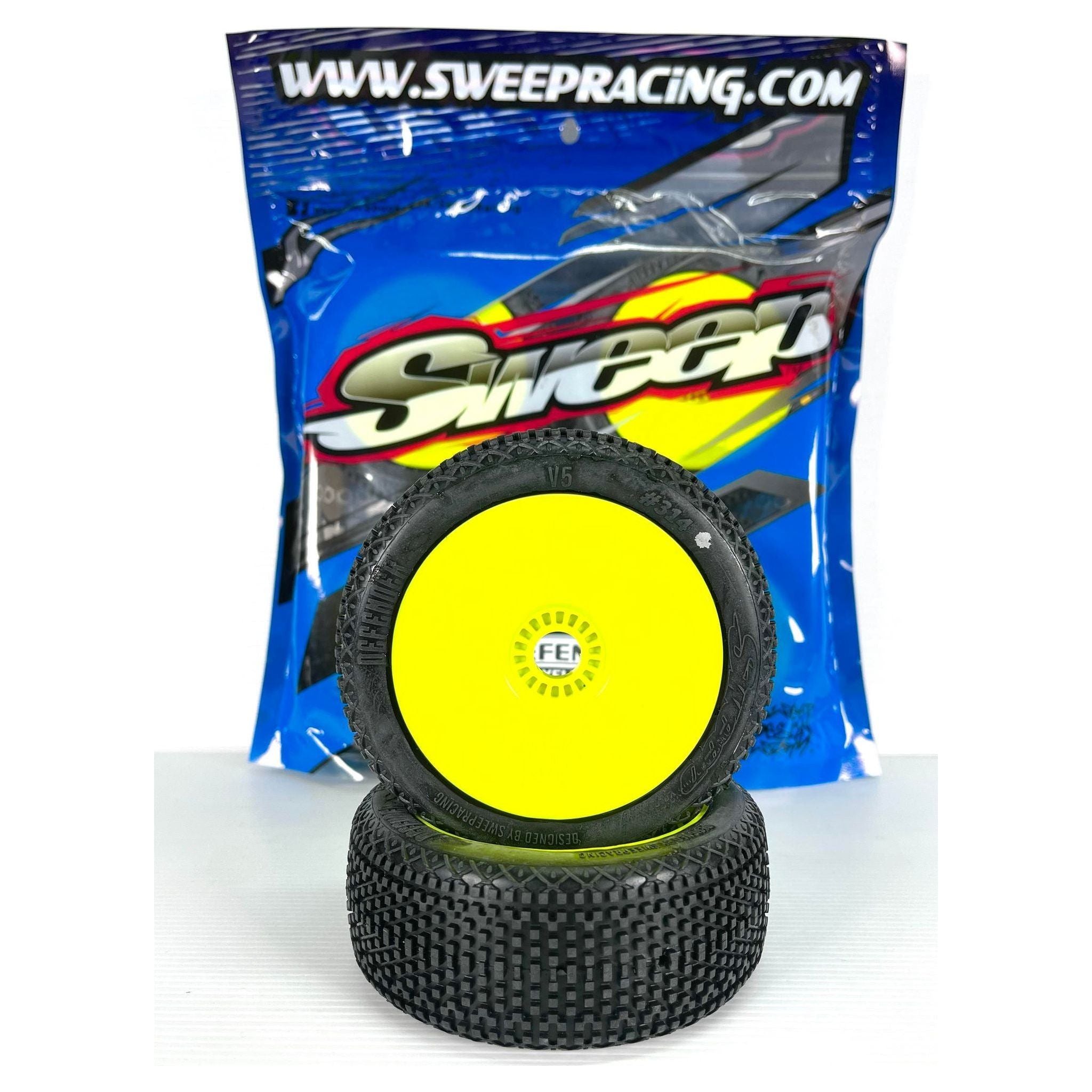 SWEEP Defender Silver (Soft) Pre-Glued Tyres/Yellow Wheels 4pcs