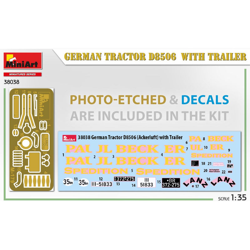MINIART 1/35 German Tractor D8506 with Trailer
