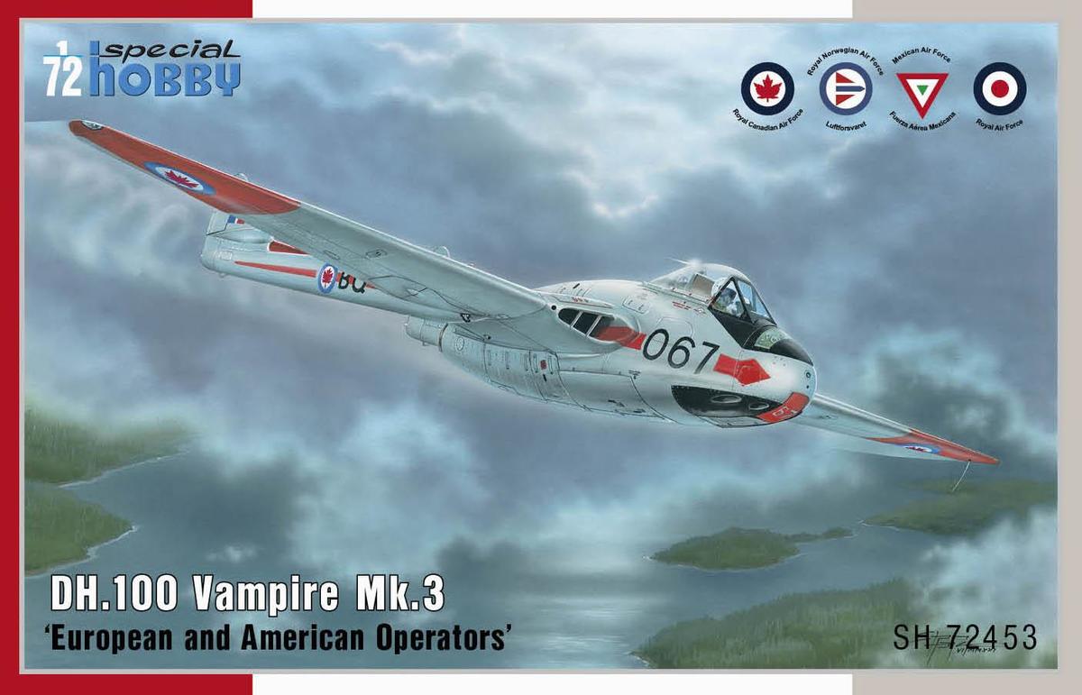 SPECIAL HOBBY 1/72 DH.100 Vampire Mk.3 'European and American Operators' Plastic Model Kit