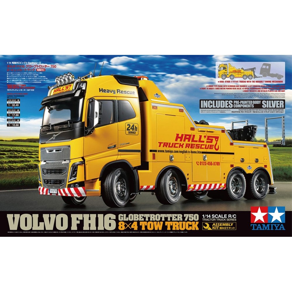 TAMIYA 1/14 Volvo FH16 Globetrotter Tow Truck Silver Edition