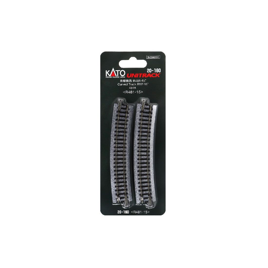 KATO N Unitrack Curved Track R481-15Deg (4 Pack)