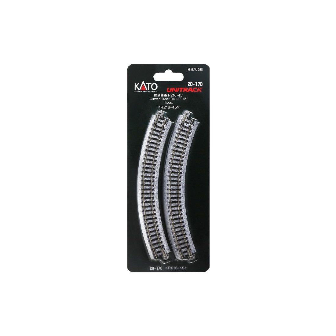 KATO N Unitrack Curved Track R216/45Deg (4 Pack)