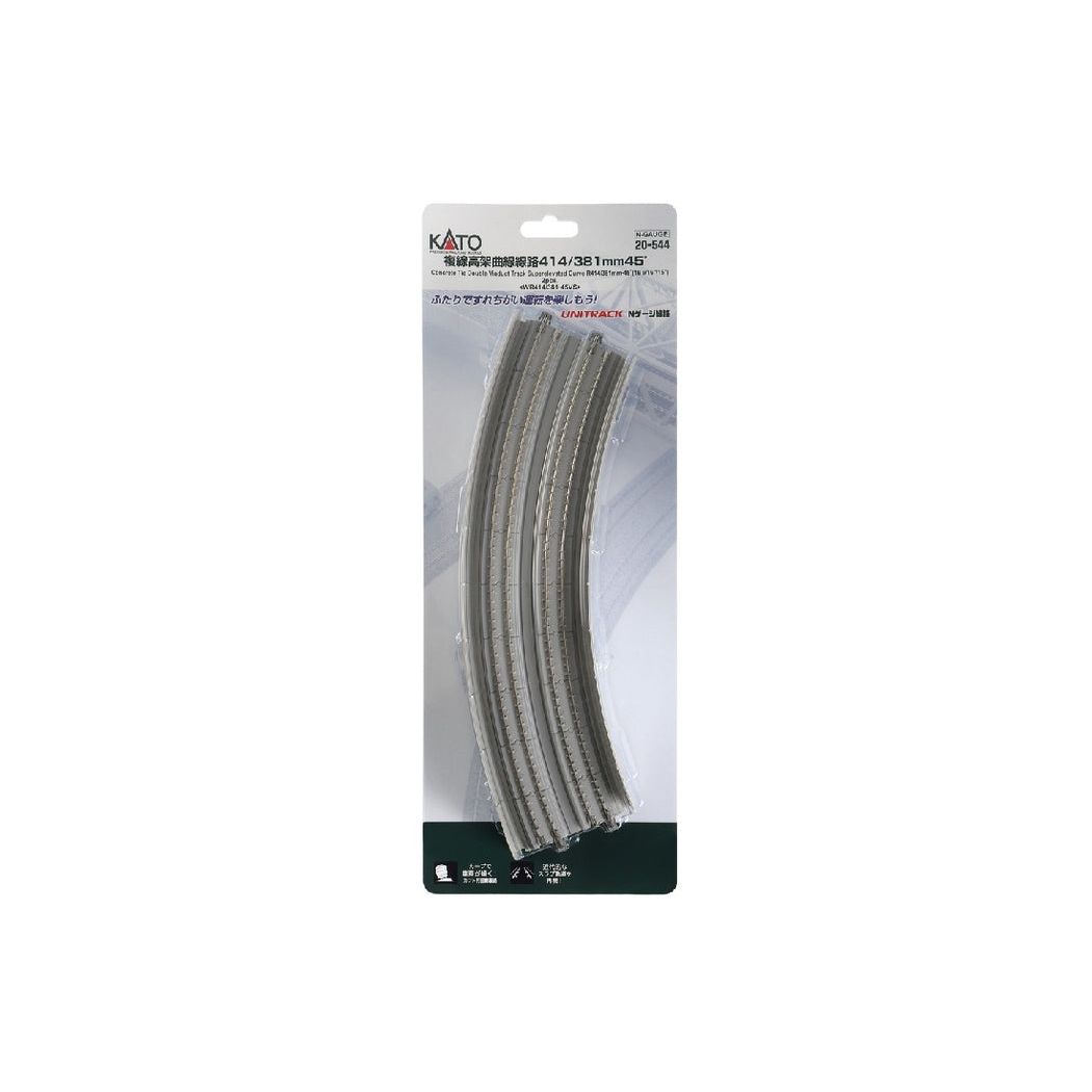 KATO N Concrete Tie Double Track Viaduct Superelevated Curve 414/381 45 Degree