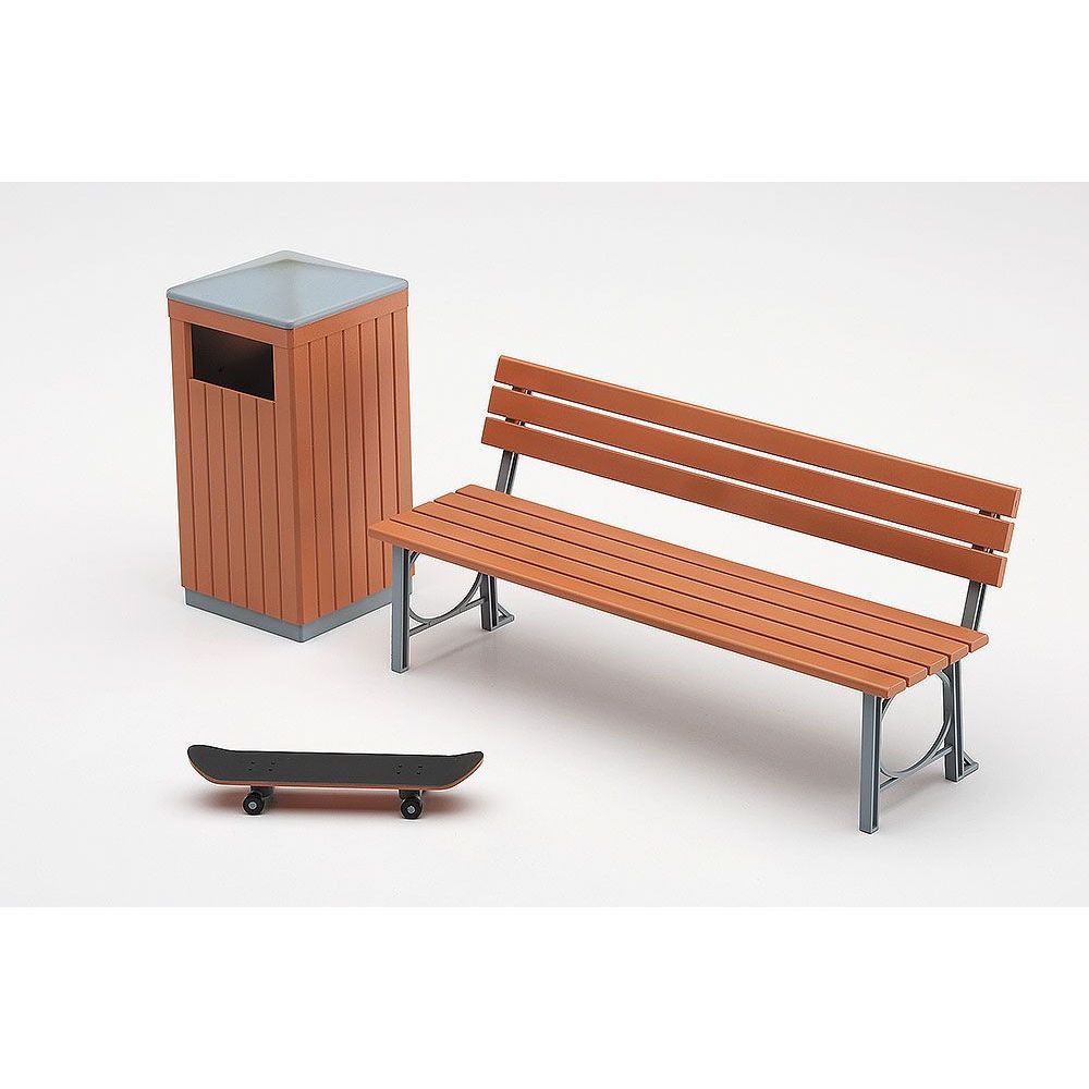 HASEGAWA 1/12 PARK BENCH & TRASH CAN
