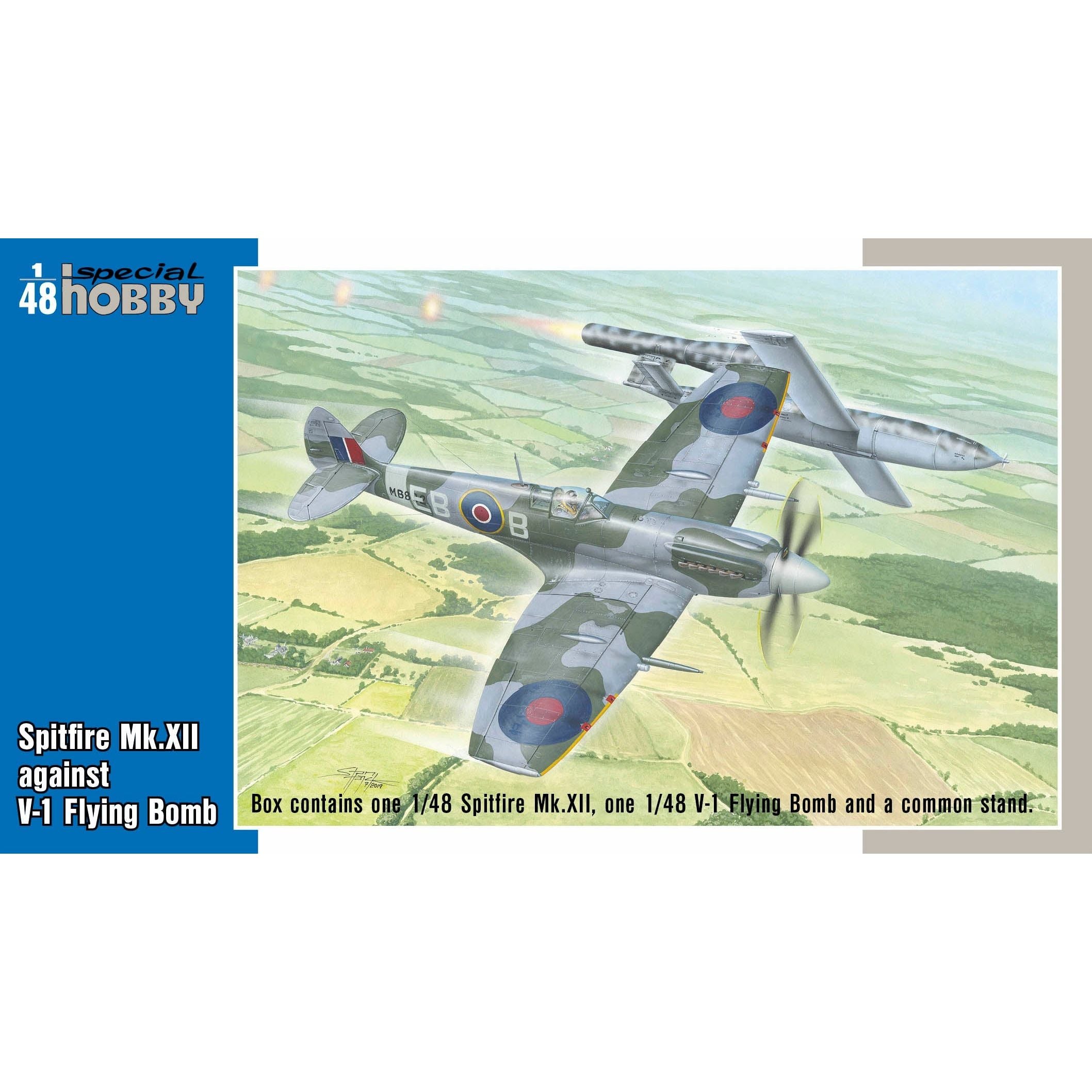 SPECIAL HOBBY 1/48 Spitfire Mk.XII against V-1 Flying Bomb