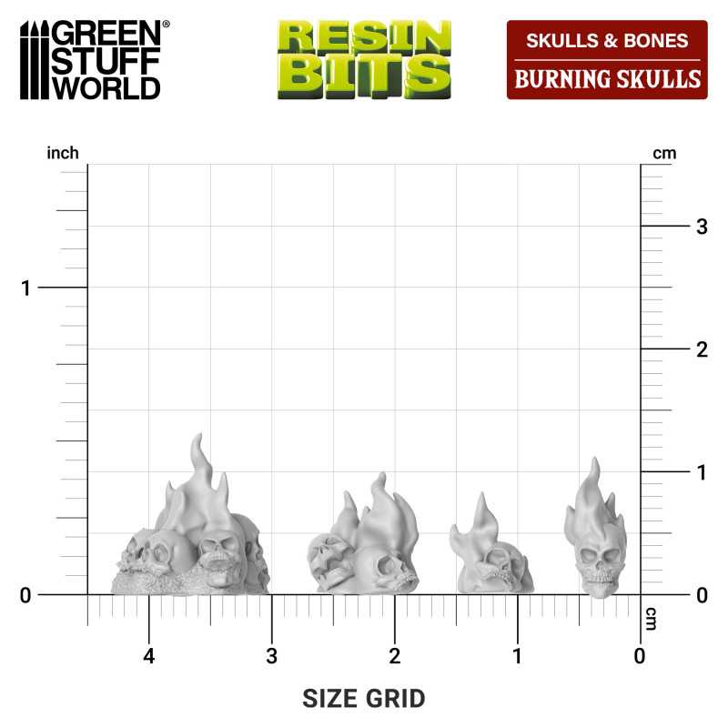 GREEN STUFF WORLD 30x Resin Burning Skulls